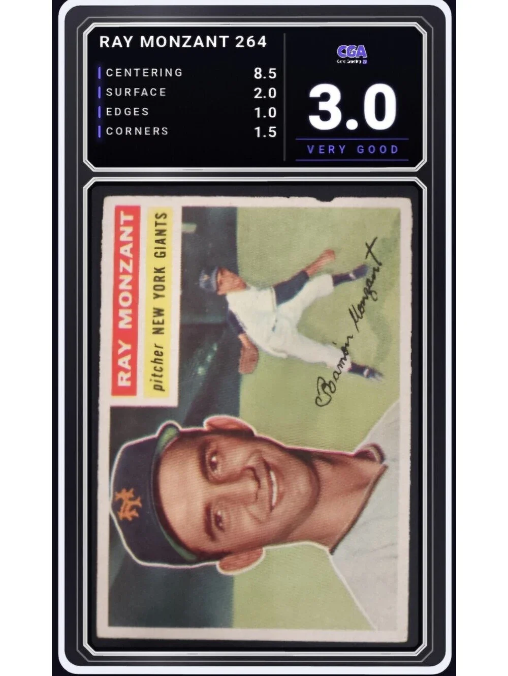 1956 Topps Baseball #264 Ray Monzant New York Giants MLB - CGA 3.0 Digital Grade